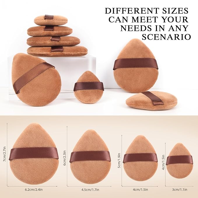 Powder Puff for Face Powder Triangle Beauty Blender Sponge Halo Glow Brown Powder Puff for Flawless Makeup Application