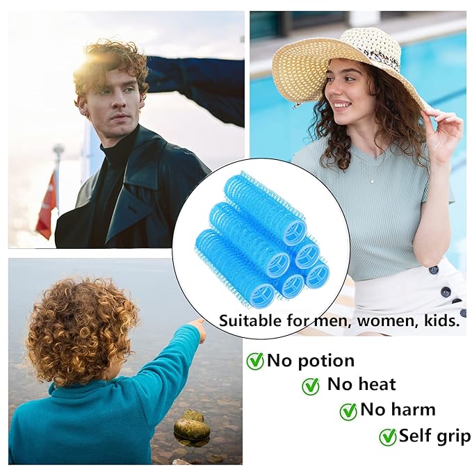 18PCS Self Grip Small Hair Curlers Heatless Roller Hair Curlers Pro Salon Hairdressing Curler DIY Curly Hairstyle Hair Rollers Tools Rat Tail Comb for Women Medium Short Hair(Light Blue)