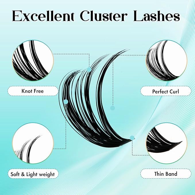 GEMERRY Fluffy Lash Extension Kit Thick Lash Clusters Kit Eyelash Clusters 280Pcs D Curl Eyelash Extension Kit With Lash Bond and Seal, Lash Tweezers, DIY Lash Extension(200P-10-18mm)