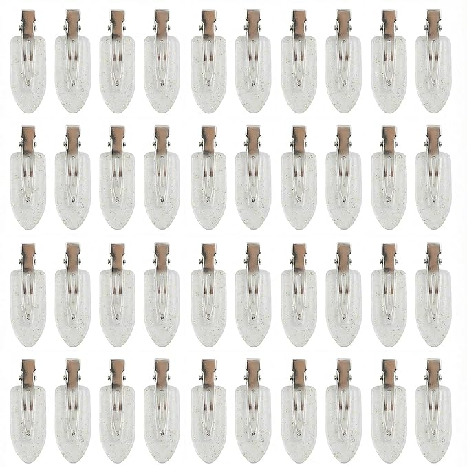 No Crease Hair Clips Makeup Pin Curl Clip Bulk 40Pcs Multicolor No Bend Dent Bang Creaseless Hair Clips for Makeup Application Bangs Hairpin Setting Pins Clip for Women Styling (Translucent Clear)