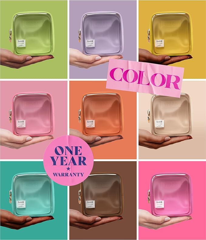Embla London Makeup Bag Cosmetic Case, Clear Zipper Make Up Pouch and Toiletry Travel Tote, Cute Skincare Pouches for Women Girls, Preppy Purse Cosmetic Organizer, Mini Makeup Bags, Bubblegum