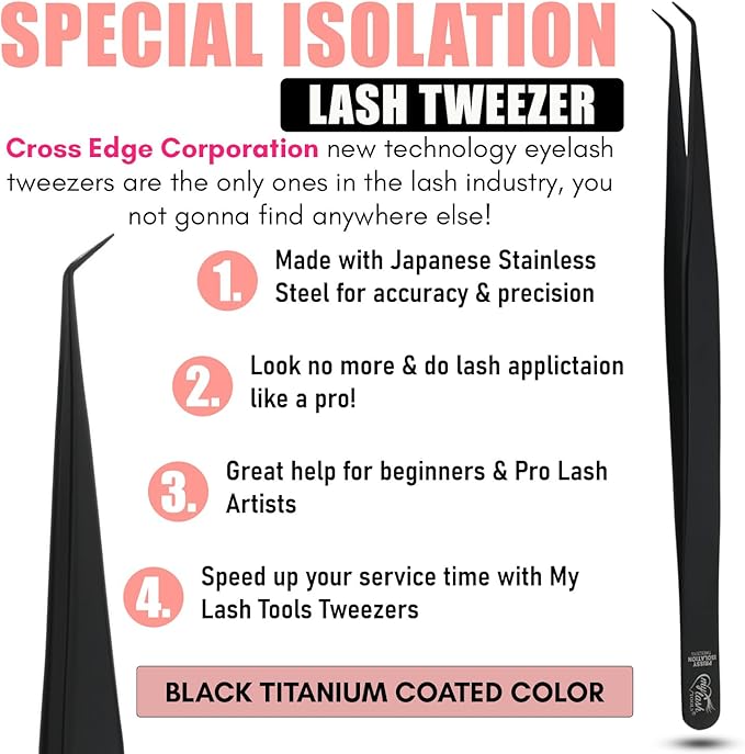 My Lash Tools Eyelash Extension Tweezers for Isolation Lash Extensions Best for Individual Isolation & Classic Lashes 14cm Eyelash Twisers (Black)