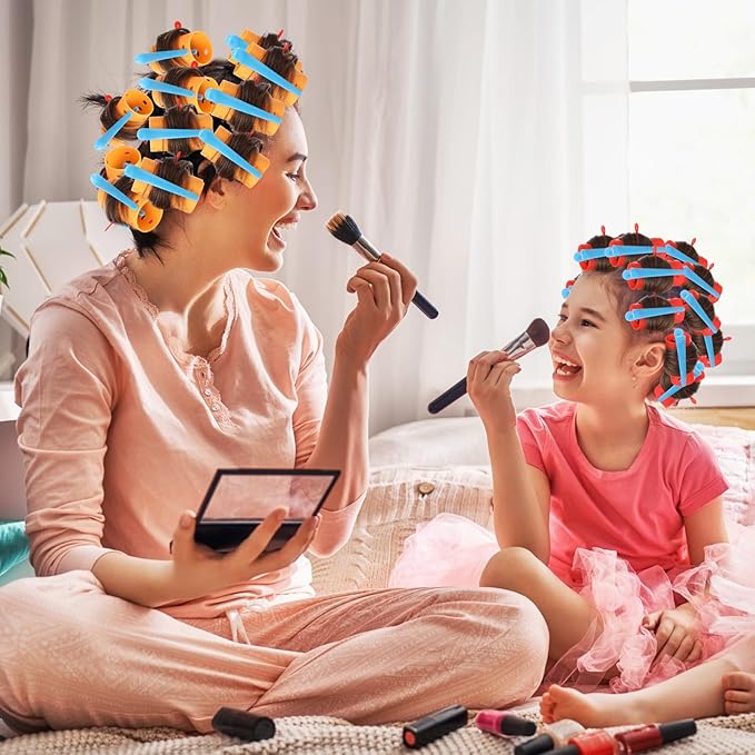 WILLBOND 141 Pcs Hair Rollers Set Include Plastic Hair Rollers with Pins and Clips(Mixed Color)