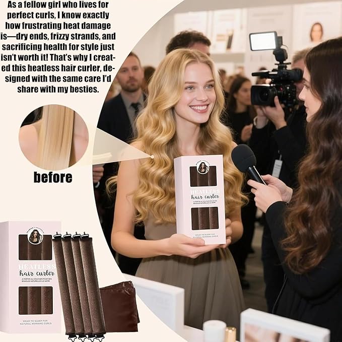 【5Pcs】 Heatless Hair Curler Overnight Curls with Satin Scarf No Heat Curling Blowout Rod to Sleep In Hair Rollers