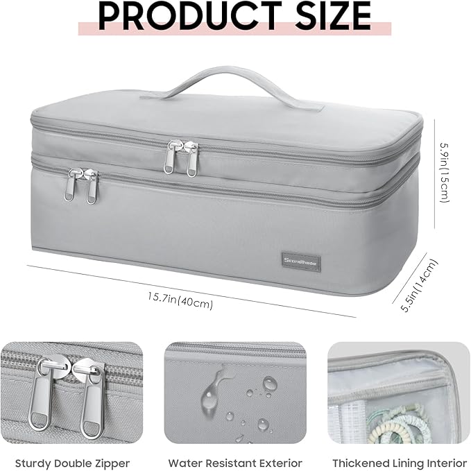 Double-Layer Travel Carrying Case Portable Storage Organizer Bag for Women, Compatible with Revlon One-Step Hair Dryer and Volumizer Hot Air Brush and Attachments Scandihome Series (Bag Only)