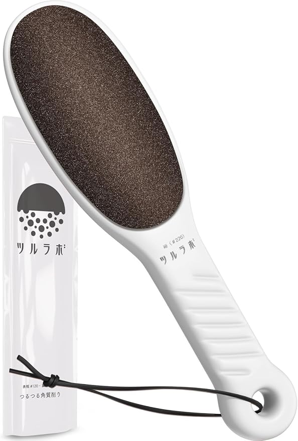 TSURULABO - Foot File, Effective & Easy-to-Use Alternative to a Foot Scrubber or Pumice Stone for Feet, Heel Scrubber for Grooming, White Dry Skin & Callus Remover with Hanging Loop