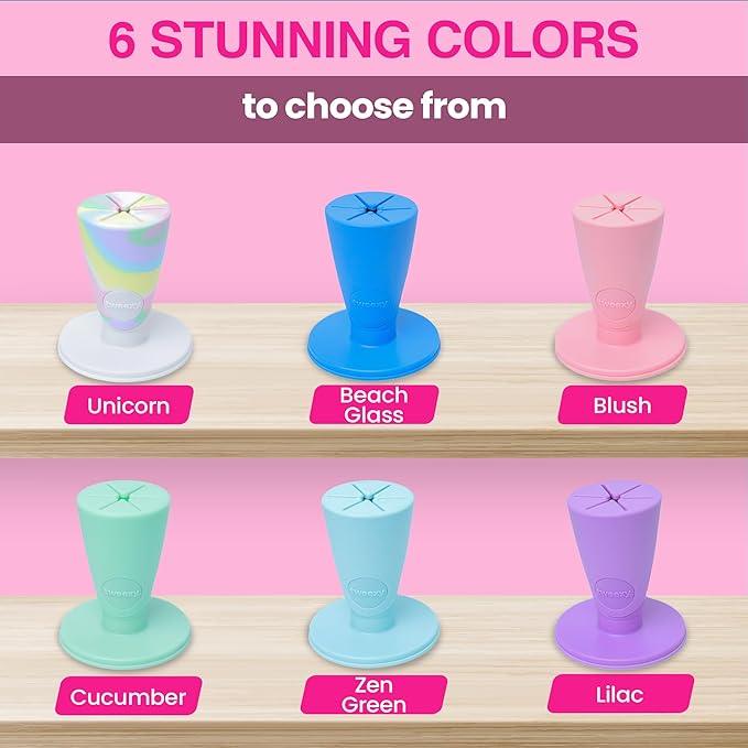 tweexy Hinge Untippable Nail Polish Bottle Holder | Anti-Spill Nail Polish Holder Stand, Tilted, IntelliStick Airlock Suction | Fingernail Painting, Nail Art Tools | Nail Polish Accessories (Beach Glass)