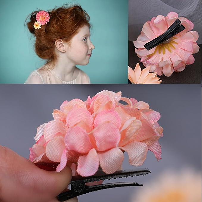 21 PCS Flowers Hair Accessories for Women and Girls Boho Hair Barrettes Clips Floral Rose Bride Headpiece for Wedding Festival