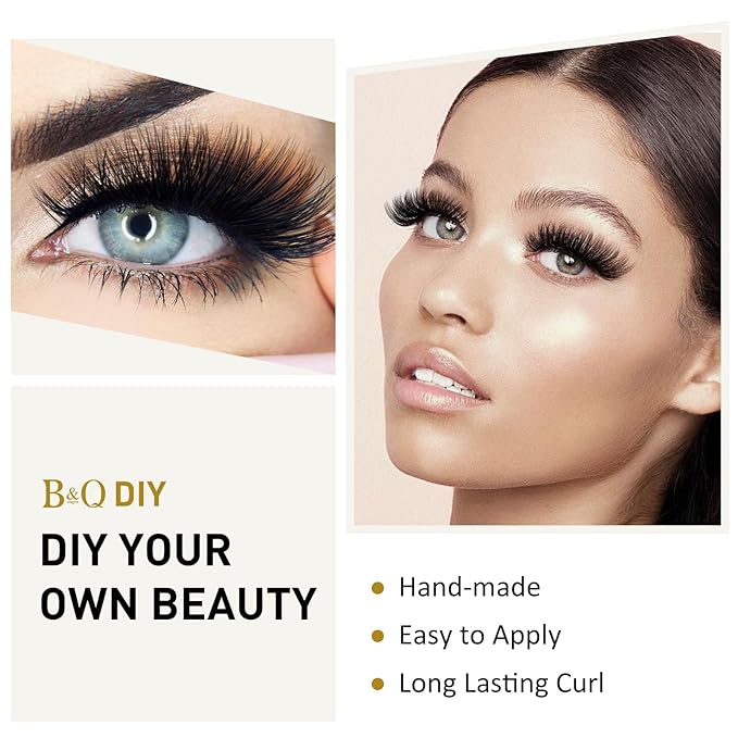 Lash Clusters B02 C Curl 14mm DIY Eyelash Extensions 72 Clusters Lashes C D Curl B&Qaugen Mega Volume Individual Lashes Eyelash Clusters Extensions Individual Lashes Cluster DIY at Home (NM-C-14mm)