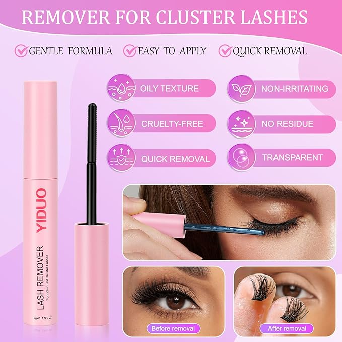 YIDUO Lash Clusters Kit with 2X Bond&Seal 770Pcs 5 style Thick Volume Clusters Lashes Extensions Kit Faux Mink Individual Wispy False Eyelashes Clusters Kit DIY at Home Easily