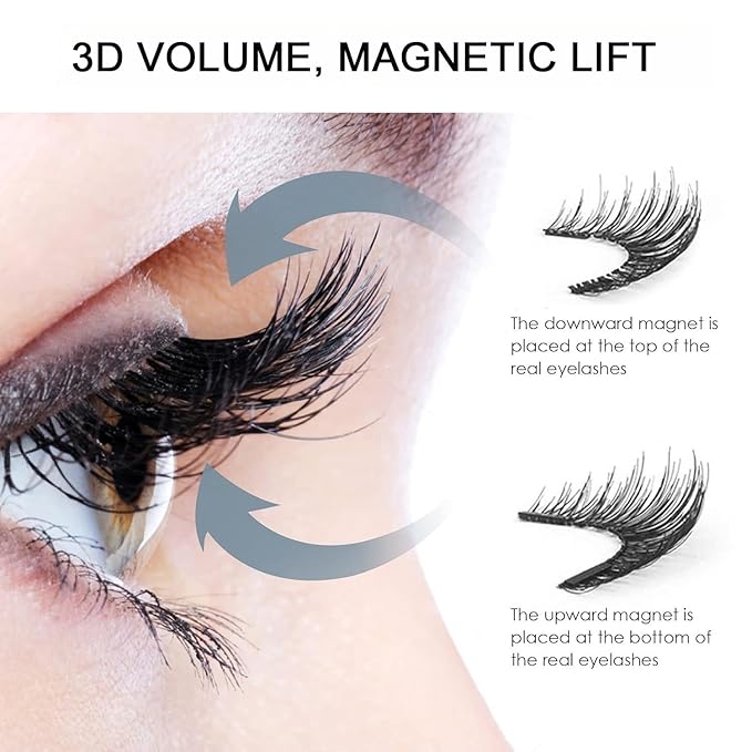 Magnetic Eyelashes with Applicator, 1 Packs (4 Pairs Total), Black Reusable False Lashes, Natural Look, Glue-Free, Lightweight Wear