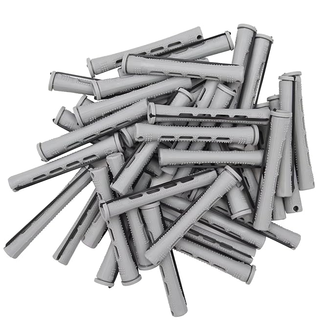 40PCS Perm Rods For Short Hair Grey Small Perm Rods For Natural Long Hair 0.59 inch Heatless Non-slip Hair Rollers DIY Hairdressing Tools