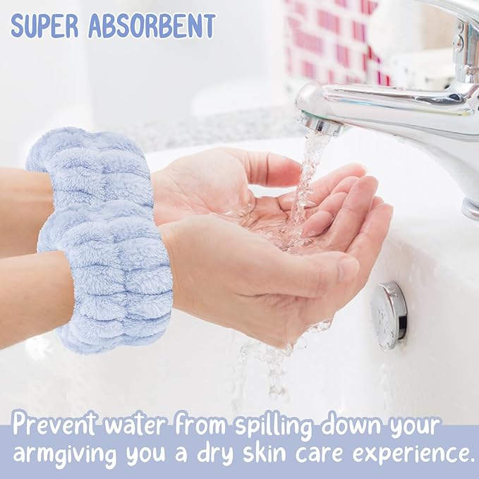 Face Wash Set - Microfiber Wristbands & Headband for Spa-Like Facial Cleansing