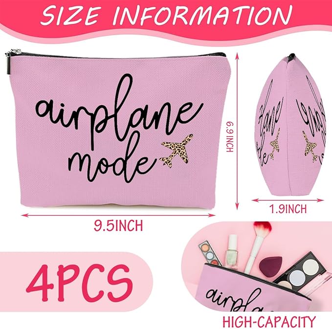 4PCS Pilot Gift Airplane Mode Makeup Bag flight attendant accessories flight attendant gifts airplane travel makeup bag Easter, Mother's Day, Nurses' Day, Christmas gifts for friends and sisters