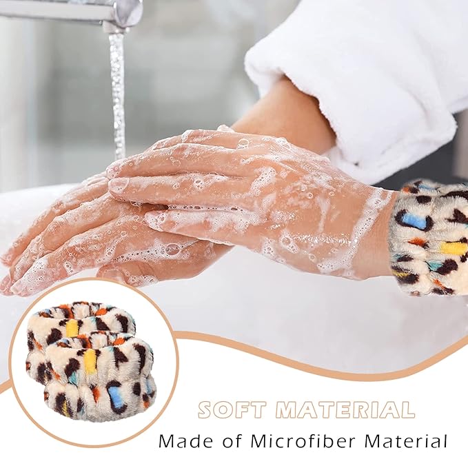 JANFUN Wrist Bands for Washing Face, Spa Wristbands 8PCS, Microfiber Wrist Towels, Face Wash Wristbands, Absorbent Sweatbands to Prevent Water Spillage Down Arms