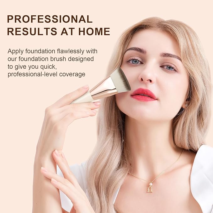 DUcare Foundation Brush for Liquid Makeup, Flat Top Kabuki Brush Buffing Blending Mineral Powder Large Makeup Face Brush