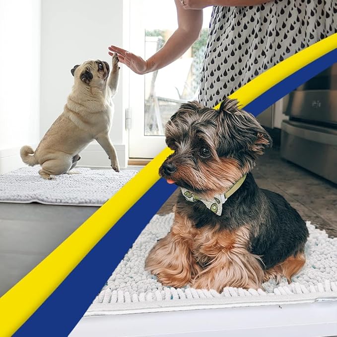 Muddy Mat® | Super Absorbent Door Mat Indoor, Microfiber Quick Dry Chenille Entryway Rug, Non-Slip Front Door Mat, Indoor Mats for Entryway, Machine Washable Pet Rug, White 28"x18"