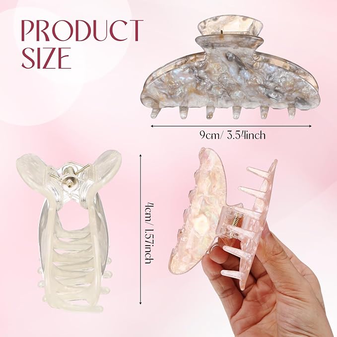 8 Pcs Large Acrylic Hair Claw Clips for Women Non-slip Strong Hold Jaw Clamps for Thick Thin Hair(French,Dazzling Color)