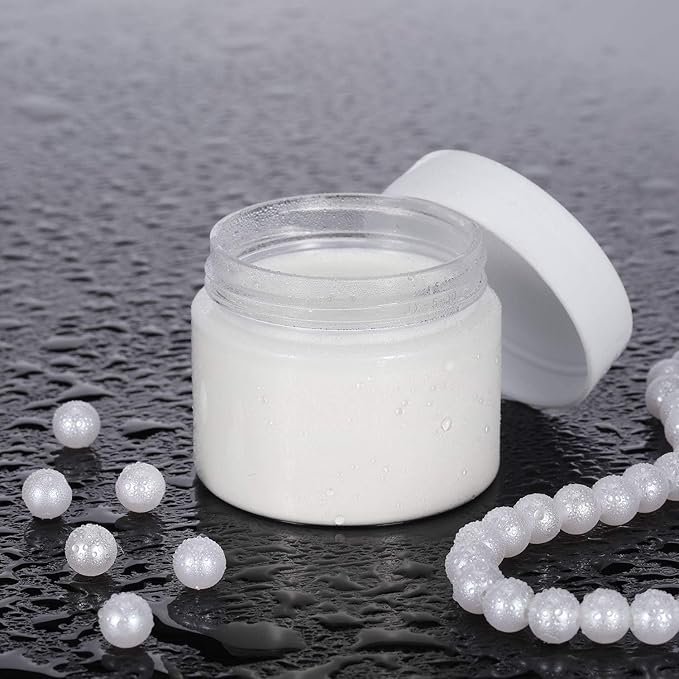 SATINIOR 6 Pack 1 oz Plastic Jars Containers with Lids Wide-mouth Refillable Leakproof Reusable Round Empty Jars for Travel Cosmetic Dry Food Spice Candy Cookie Home Kitchen Organizing(White)