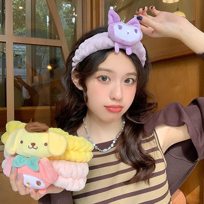 Kawaii Spa Headband for Washing Face, Cute Purple for Make Up, Washing, Party, Soft for Woman Girls