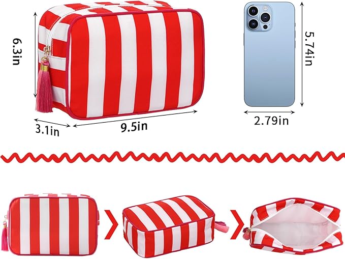 Makeup Bag Travel Cosmetic Bag Organizer Tassel Toiletry Bag Large Canvas Zipper Pouch Mahjong Tile Bag