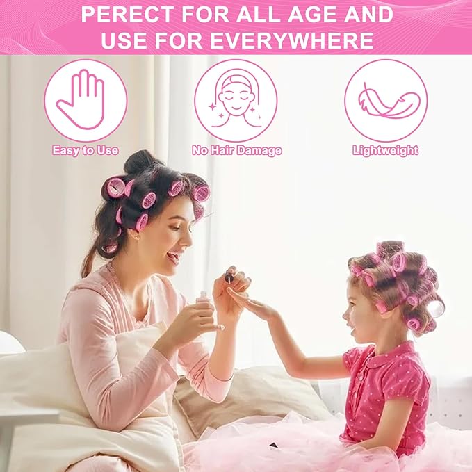 Super Jumbo Hair Rollers, 12 Pack Self Grip Salon Hairdressing Curlers, Hair Curlers Sets, DIY Curly Hairstyle for Long Hair, Colors May Vary, Jumbo Plus