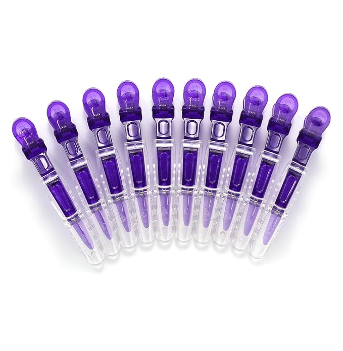 10pcs/set Multicolor Croc Clips Transparent Plastic Hairdresser Clip Hair Styling Sectioning Barrettes Professional Non Slip Alligator Clip Salon DIY Accessories Hairpins (10pcs-Purple)