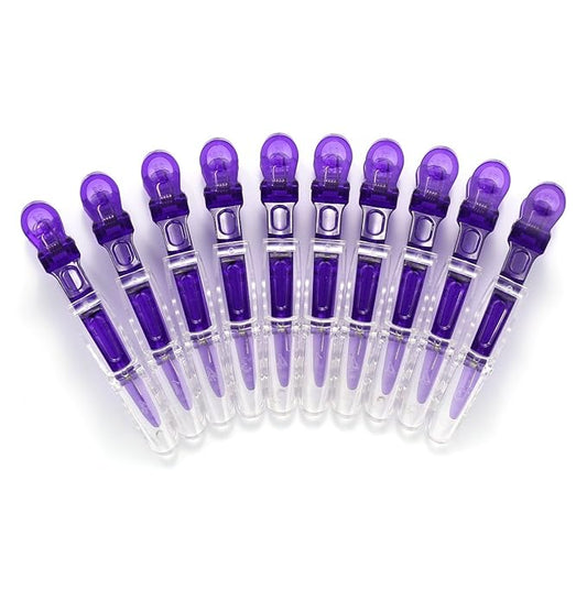10pcs/set Multicolor Croc Clips Transparent Plastic Hairdresser Clip Hair Styling Sectioning Barrettes Professional Non Slip Alligator Clip Salon DIY Accessories Hairpins (10pcs-Purple)