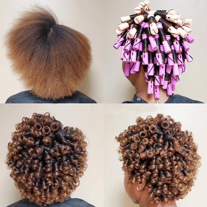 40PCS Hair Perm Rods Set For Short Hair,Beige Purple Perm Rods For Black Women Plastic Cold Wave Rods For Long Hair(40Pcs,Beige+Purple)