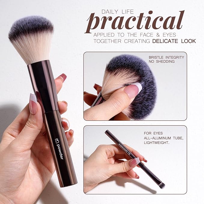BS-MALL Makeup Brushes Kit – Professional Makeup Tools with Travel Case, Includes Foundation, Powder, Concealer, Lip & Eyeshadow Brushes for Daily Use & Versatile Occasions (Aluminum Tube Coffee)