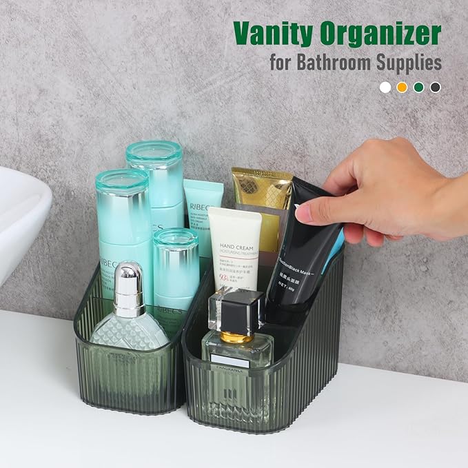 Black Makeup Brush Holder for Vanity, Bathroom Countertop Organizer 6 Cups, Toiletry Storage & Display for Skincare, Perfume, Hairbrush, Sunglasses & Desk Accessories