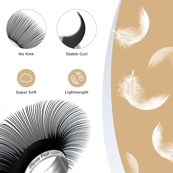 LASHVIEW Eyelash Extension,Ellipse Flat Eyelash Extensions,Individual Lashes,0.15mm C Curl 10mm,Lash Extension,Semi-Permanent,Extremely Light & Soft
