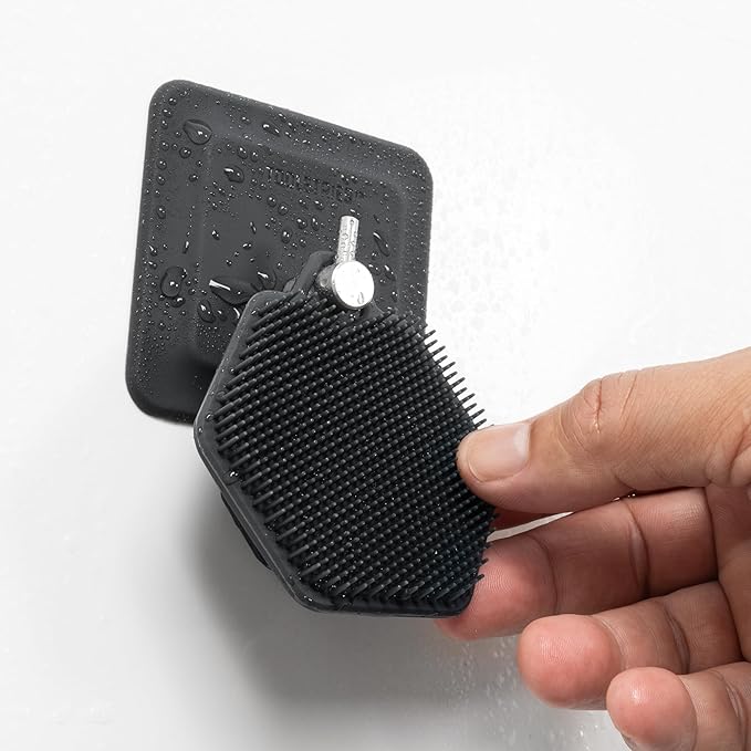 TOOLETRIES Men’s Face Scrubber 2.0 - Silicone Facial Cleansing Brush for Daily Use, Larger Surface Area, Longer Bristles for Deeper Exfoliation, Quick-Dry Design, with Hang Loop - Charcoal