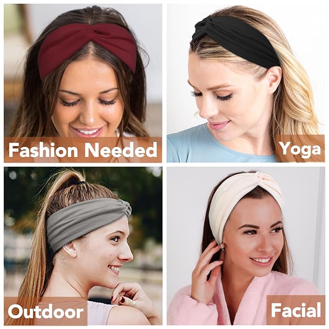 AKTVSHOW Headbands for Women 12PCS Non Slip Head Bands for Women's Hair, Wide Thick Hair Bands for Women, Trendy Hair Accessories for Women's Yoga, Workout, and Fashion