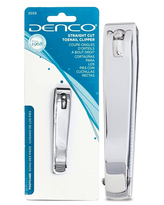 Denco Straight Cut Toenail Clipper – Precision Straight Edge Cutter for Thick & Regular Nails, Tool for Ingrown Toenails – Heavy Duty Stainless Steel Nail Clippers with Built-In File