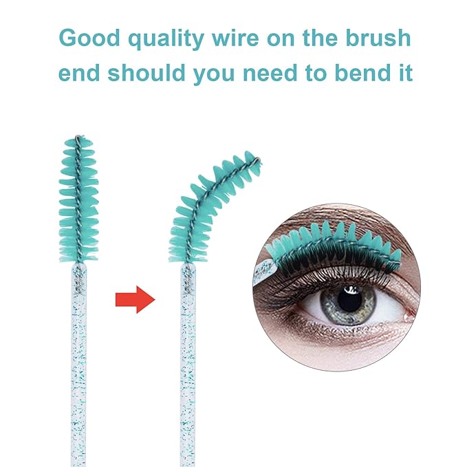 CHEFBEE 100PCS Disposable Eyelash Brush, Mascara Wands Makeup Brushes Applicators Kits for Eyelash Extensions and Eyebrow with Container (Blue)