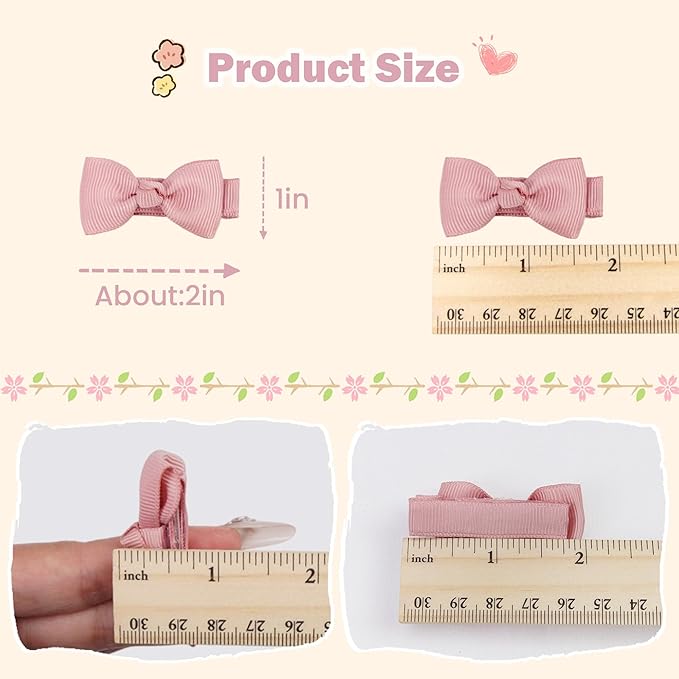 CLLOT Hair Clips, 70PCS Baby Girls Fully Lined Baby Bows Hair Pins Tiny 2' Hair Bows Alligator Clips for Infants Toddlers in Pairs