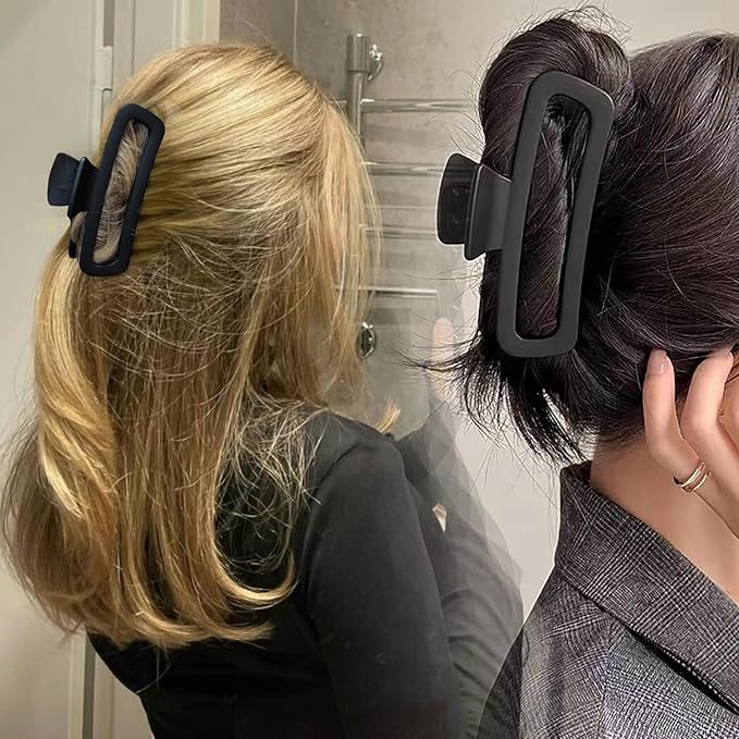 5 Inch Hair Claw Clips Extra Large Square No Slip Big Matte & Glossy XL Rectangle Clip for Thick Curly Long Hair Women, 4 Pack