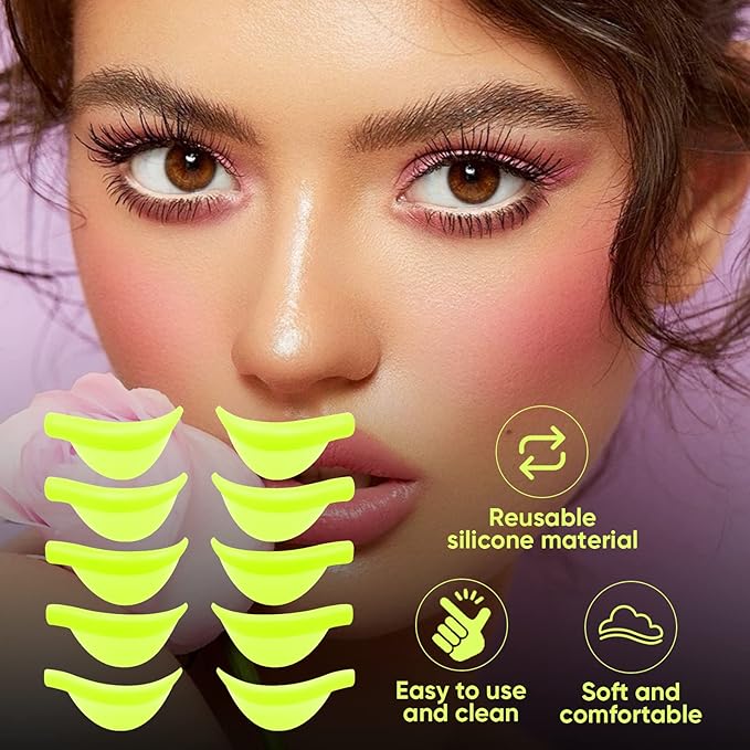 Libeauty Eyelash Lift Shield Lash Perm Pads 10 Pcs Reusable Eyelash Perming Curler Lower Eyelash Pads Lifting Rods