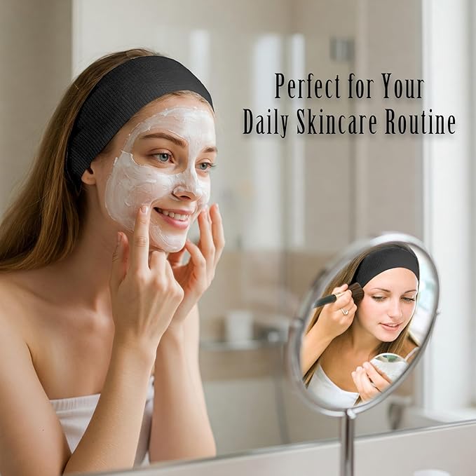 APPEARUS Disposable Spa Facial Headbands (100 Pack) – Individually Wrapped, Stretchable Non-Woven Hair Wraps with Single Snap Tab for Estheticians, Makeup, and Skincare
