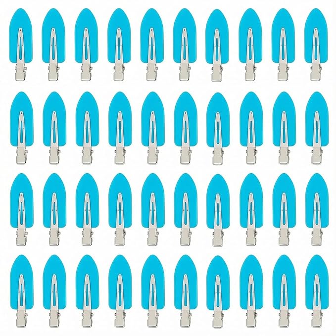 No Crease Hair Clips Makeup Pin Curl Clip Bulk 40Pcs Multicolor No Bend Dent Bang Creaseless Hair Clips for Makeup Application Bangs Hairpin Setting Pins Clip for Women Styling (Turquoise)