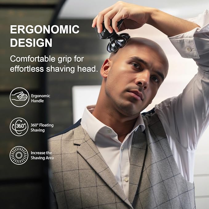 Head Shavers for Bald Men: Upgraded Detachable Head Shaver - IPX7 Waterproof Wet or Dry Electric Razor for Men - 7D LED Display Rechargeable Shaving Grooming Kit with Type-C Charge
