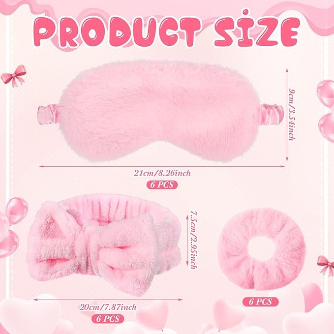 Hoteam 24 Pcs Spa Party Supplies for Women Sleepover Slumber Party Favors Include 6 Pink Spa Headband 6 Velvet Scrunchies 6 Eye Mask 6 Pink Plastic Cups Tumbler Valentine Galentine Gift for Beauty