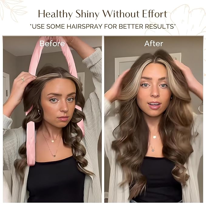 Yanibest Satin Heatless Curler Set, Overnight Hair Curler to Sleep in, No Heat Curling Rods, with Satin Scrunchies and Clip