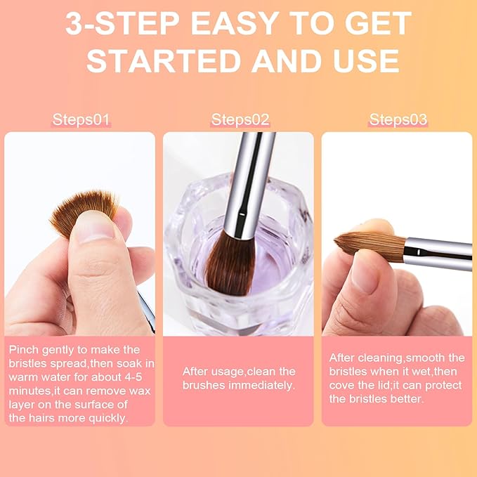 Acrylic Nail Brushes - Size 08, Pure Kolinsky Nail Art Brushes for Powder Application, Sturdy Handle Oval Shaped DIY Manicure Tools