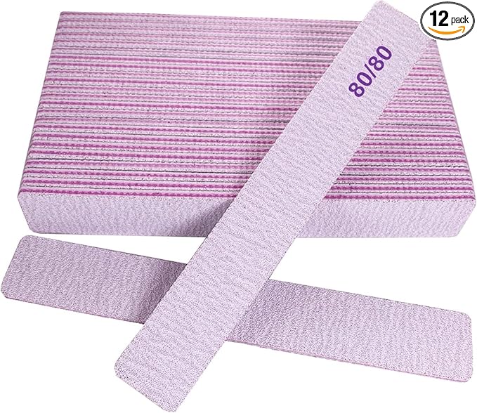80/80 Grit Nail Files, Emery Boards Nail File for Acrylic and Gel Nails, Coarse Nail File Double Sided 80 Grits Emory Professional Filers Reusable Washable Manicure Square Gray