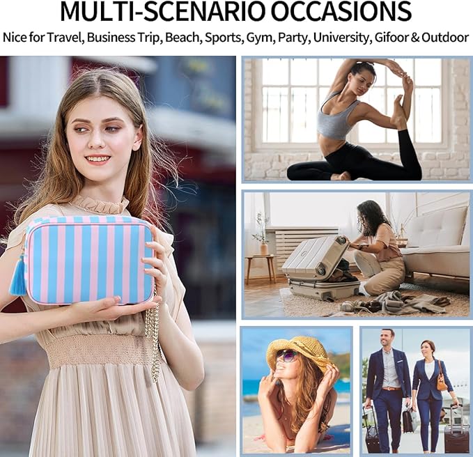 Makeup Bag Travel Cosmetic Bag Organizer Tassel Toiletry Bag Large Canvas Zipper Pouch Mahjong Tile Bag
