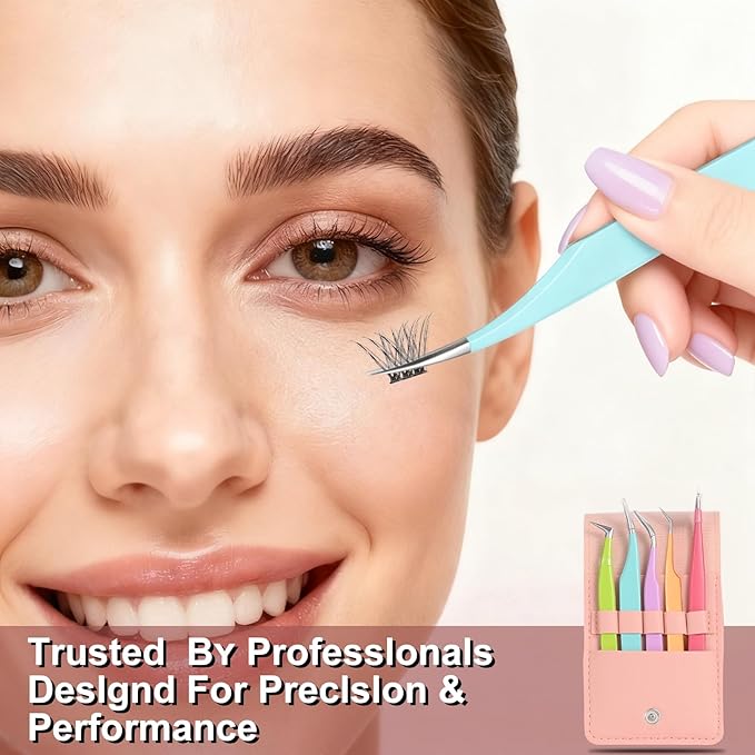 5pcs Eyelash Extension Tweezers High Precision，Straight and Curved Volume Lash Tweezers for Extensions，lash tweezers for eyelash extensions， Crafting， Girls Women Beginners