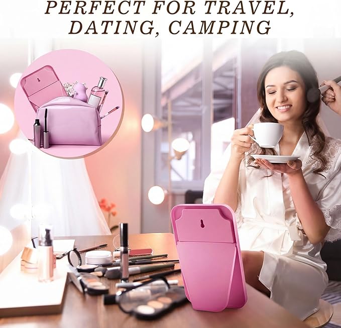 12 Pack Desktop Makeup Mirror Bulk 90° Adjustable Portable 8" Vanity Table Mirror with Stand, Folding Travel for Makeup Party Spa Party, Women, Cosmetics Personal Beauty (Pink)