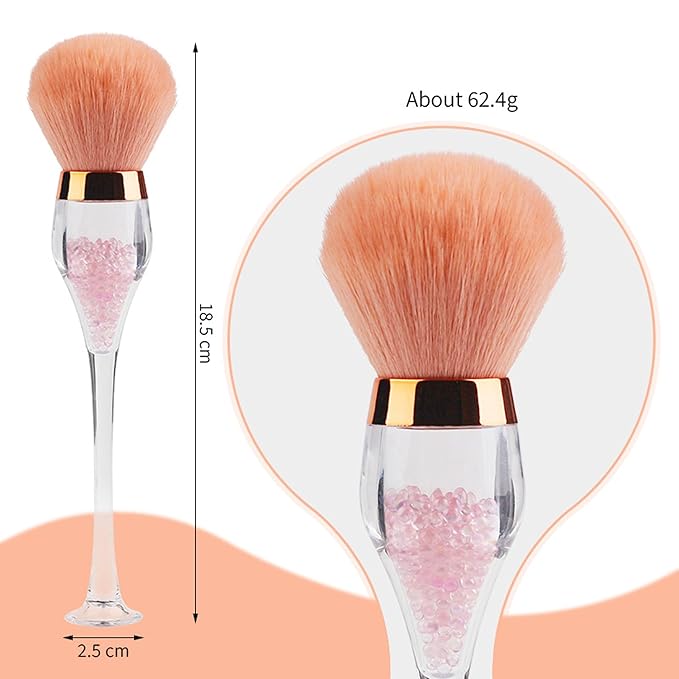 Nail Dust Brush in Wine Glass Style- Dense Bristles for Manicure Station, Professional Acrylic Handle Dusting Brush for Nail Art, Easy Clean Powder Tool for Nail Salon & Home Use